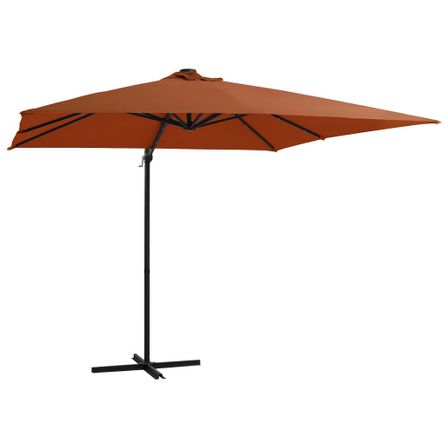 Parasol déporté avec lumières LED Terre cuite 250x250 cm