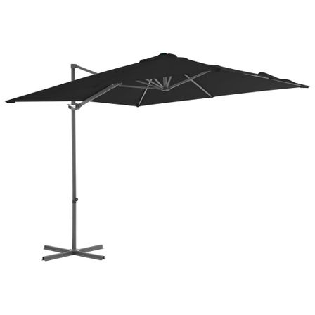 Parasol déporté avec mât en acier Noir 250x250 cm