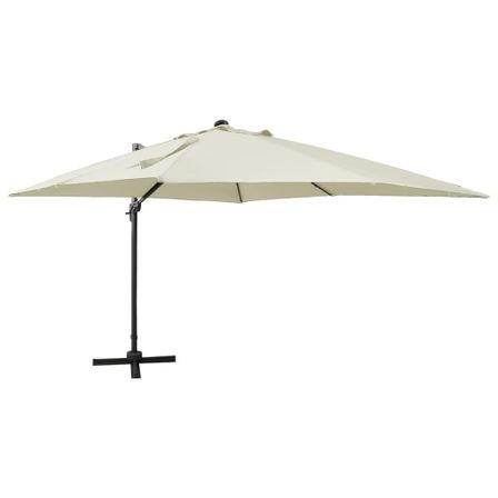 Parasol déporté avec mât et lumières LED Sable 300 cm 2