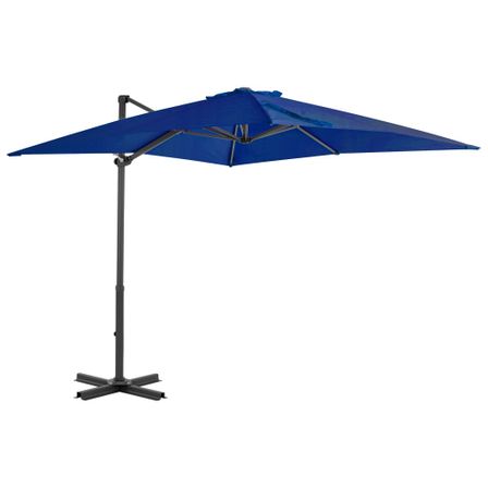 Parasol déporté et mât en aluminium Bleu azuré 250x250 cm
