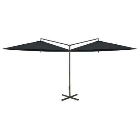 Parasol double avec mât en acier Noir 600 cm
