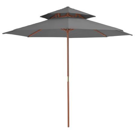Parasol double avec mât en bois 270 cm Anthracite