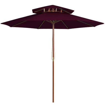Parasol double avec mât en bois Rouge bordeaux 270 cm