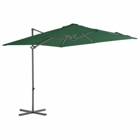 Parasol en porte-à-faux avec mât en acier 250 x 250 cm Vert
