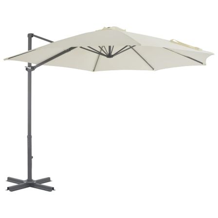 Parasol en porte-à-faux avec poteau en aluminium 300 cm Sable