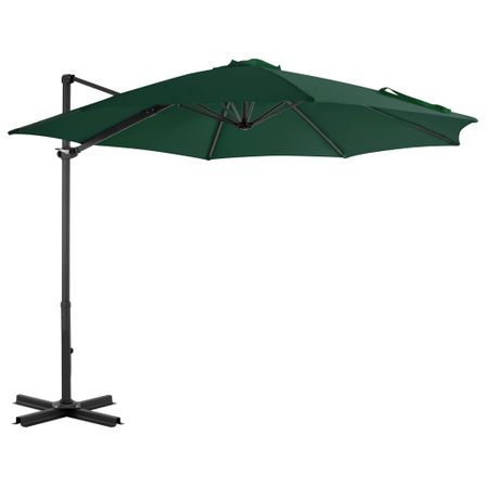 Parasol en porte-à-faux et poteau en aluminium 300 cm Vert