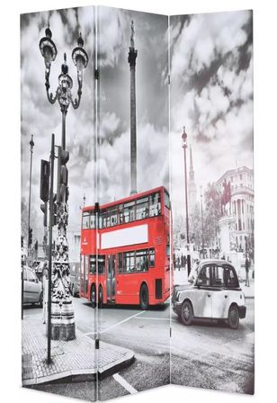 Paravent décoratif imprimé 3 volets bois et tissu K.london