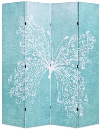 Paravent décoratif imprimé 4 volets bois et tissu Butterfly