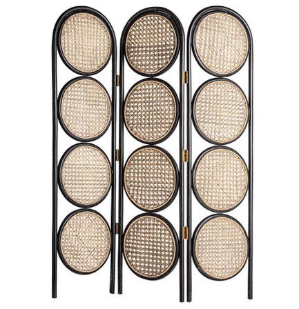 Paravent en rotin noir et beige KANOL – Délimitez vos espaces avec style