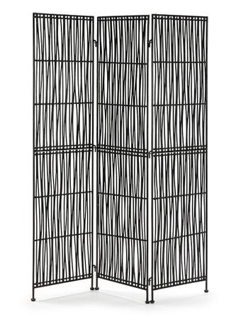 Paravent osier et métal noir