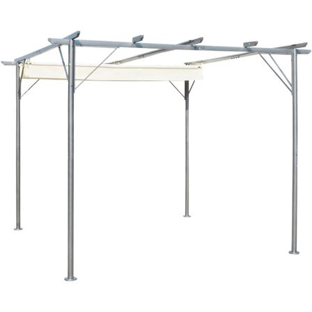 Pergola avec toit rétractable Blanc crème 3 x 3 m Acier