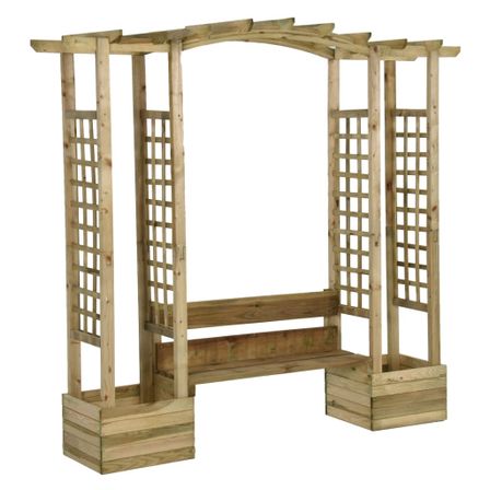Pergola de jardin avec banc et jardinières Bois de pin imprégné 2