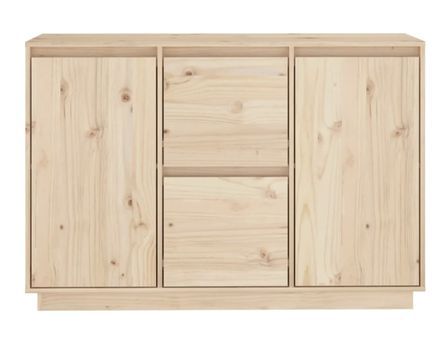 Petit buffet 2 portes 2 tiroirs en bois massif de pin Romane – Style classique et fonctionnel