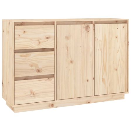 Petit buffet 2 portes 3 tiroirs en bois massif de pin Romane – Style classique et fonctionnel