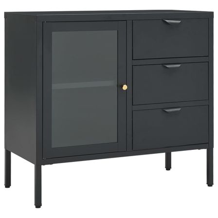 Petit buffet Lapona 75 cm - Acier et verre trempé