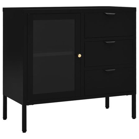 Petit buffet Lapona 75 cm - Acier et verre trempé
