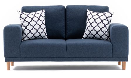 Petit canapé 2 places tissu bleu foncé Zendy 162 cm