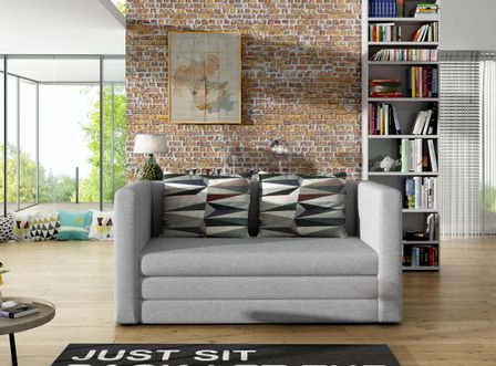 Petit canapé convertible tissu gris clair Mouva 132 cm