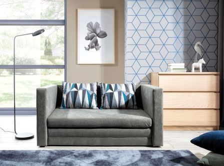 Petit canapé convertible tissu gris Mouva 132 cm