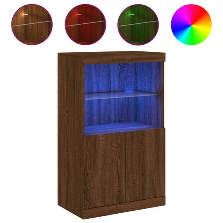 Petit meuble 2 portes et niches éclairage LED - Collection Arizona