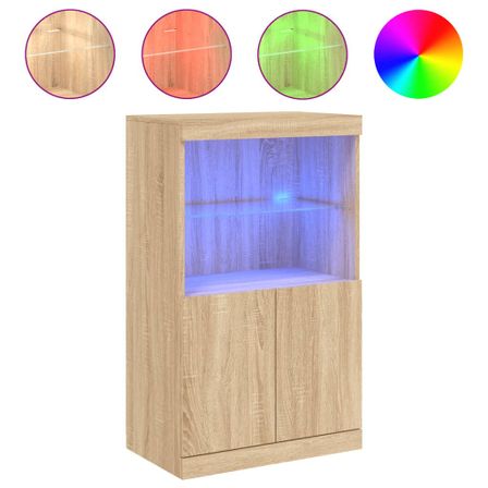 Petit meuble 2 portes et niches éclairage LED - Collection Arizona