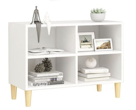 Petit meuble avec étageres sur pieds en bois naturel Kuba 70 cm