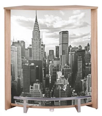 Petit meuble bar naturel BARNO 97 cm – Comptoir compact avec tablettes réglables