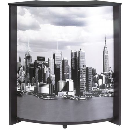 Petit meuble bar noir BARNO 97 cm – Comptoir compact avec étagères réglables