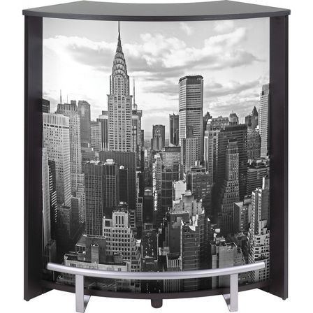 Petit meuble bar noir BARNO 97 cm – Comptoir compact avec étagères réglables