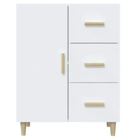 Petit meuble de rangement 1 porte 3 tiroirs Norky 70 cm – Réversible au montage