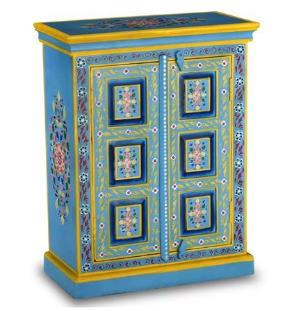 Petit meuble de rangement 2 portes en bois de manguier massif Klarko 60 cm