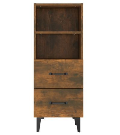 Petit meuble de rangement 2 tiroirs 1 étagère Zalaro 35 cm - Pieds et poignées en métal noir