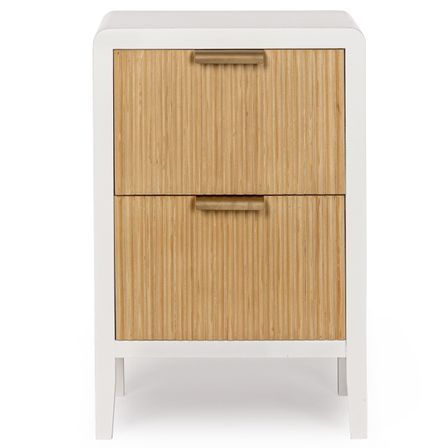 Petit meuble de rangement 2 tiroirs CHARLEY – Blanc & naturel