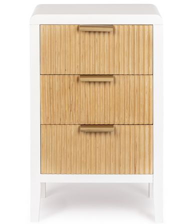 Petit meuble de rangement 3 tiroirs CHARLEY – Blanc & naturel