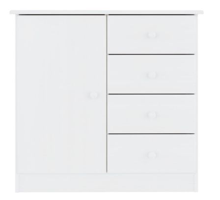 Petit meuble de rangement en bois massif 1 porte 4 tiroirs Malona 77 cm – Espace optimisée