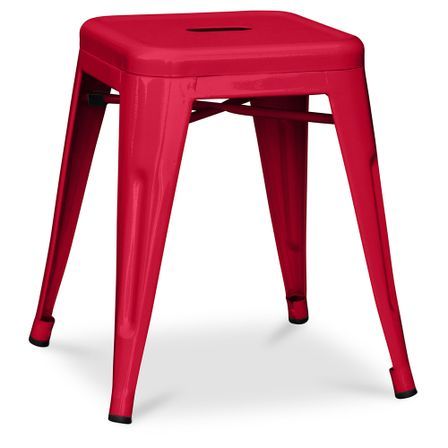 Petit tabouret industriel acier brillant renforcé Kalax 45 cm - Haut de gamme