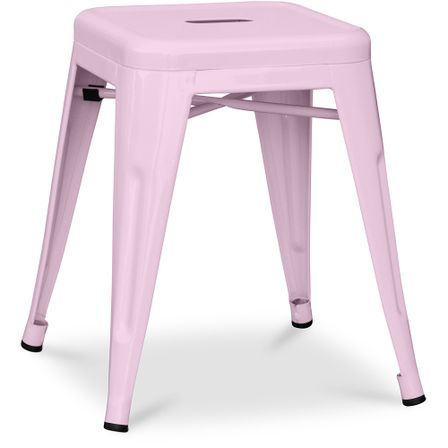Petit tabouret industriel acier brillant renforcé Kalax 45 cm - Haut de gamme