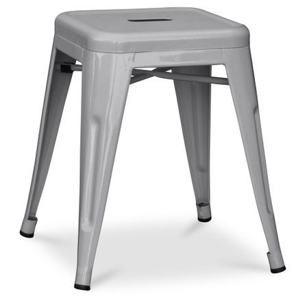 Petit tabouret industriel acier brillant renforcé Kalax 45 cm - Haut de gamme
