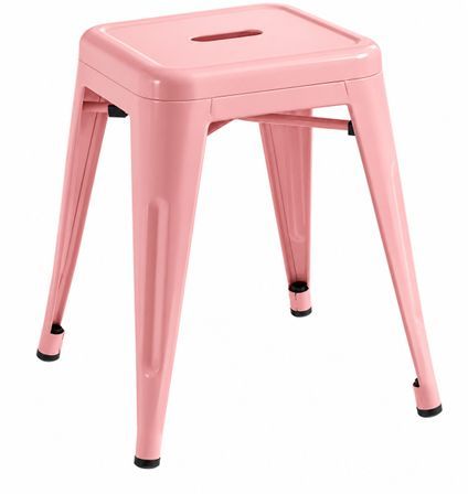 Petit tabouret industriel KONTOIR en acier brillant - Hauteur d'assise 45 cm
