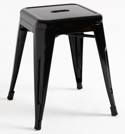 Petit tabouret industriel KONTOIR en acier brillant - Hauteur d'assise 45 cm