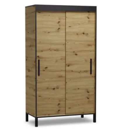 Petite armoire 2 portes coulissantes DRAK 120 cm – Gain de place et rangement optimisé