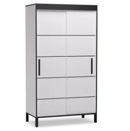 Petite armoire coulissante ADEL 120 cm – Avec lattes décoratives et rangement optimisé