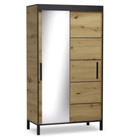 Petite armoire coulissante ADEL 120 cm avec miroir – Gain de place et fonctionnalité