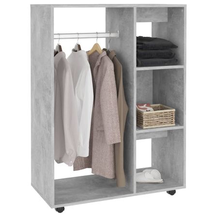 Petite armoire dressing sur roulette 1 penderie 3 étagères 80 cm - Collection Event