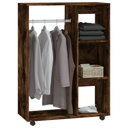 Petite armoire dressing sur roulette 1 penderie 3 étagères 80 cm - Collection Event
