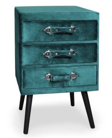 Petite commode 3 tiroirs velours vert Patio