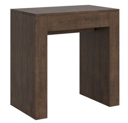 Petite console bois noyer de 80 cm extensible jusqu'a 299 cm 14 places Kubine