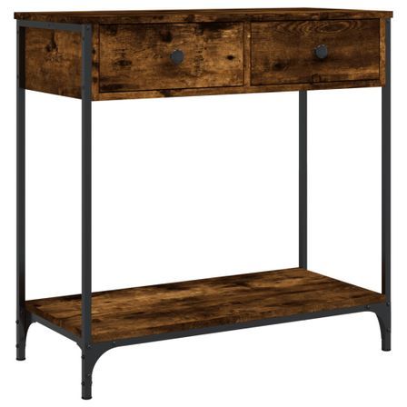 Petite console fixe 2 tiroirs avec cadre en métal noir Alexo – Style industriel