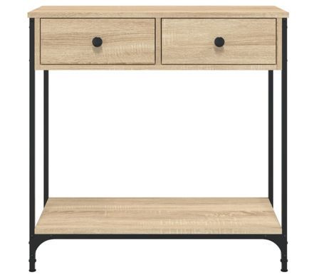 Petite console fixe 2 tiroirs avec cadre en métal noir Alexo – Style industriel