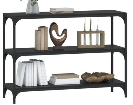 Petite étagère en bois et acier noir L 100 x H 70 x P 33 cm - Collection Rika